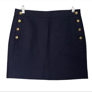 J. CREW Postage‎ Stamp Sailor Mini Skirt Navy Blue Gold Button 70676 CUTE